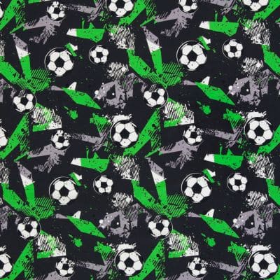 Fodbolde på sort og grøn fast bomuld