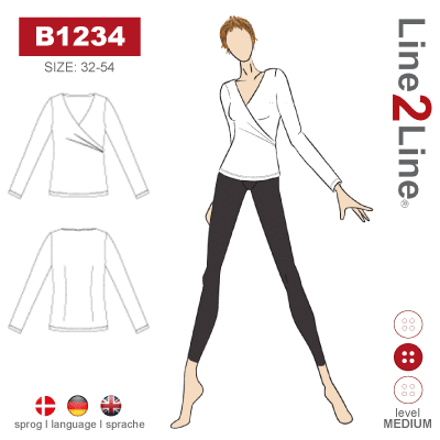 Line2Line B1234 Bluse med slå om effekt