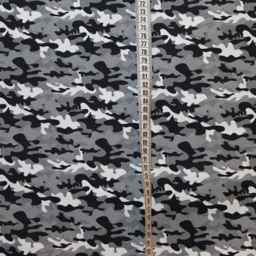 Sort grå camouflage på fast bomuld
