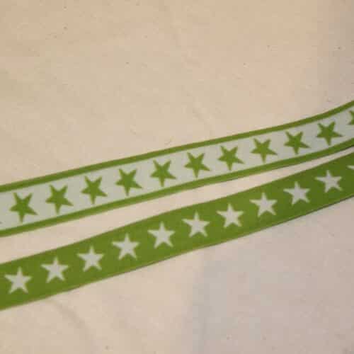 Hvide eller limegrønne stjerner 20 mm elastik