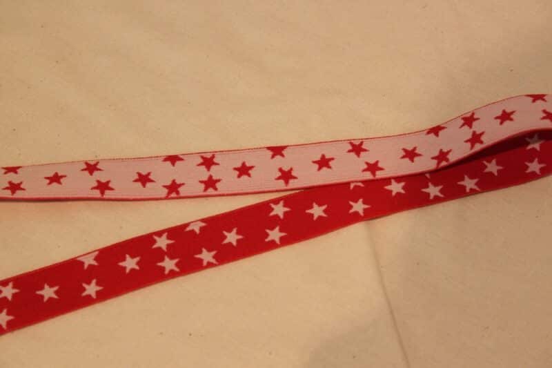 Hvide eller røde stjerner 25 mm elastik