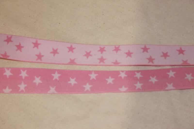 Hvide eller lyserøde stjerner 25 mm elastik