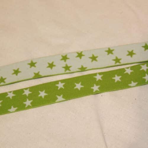 Hvid eller limegrønne stjerner 25 mm elastik