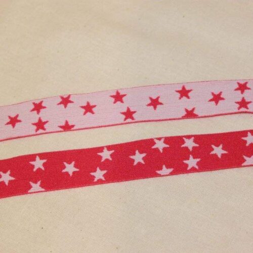 Hvid eller pink stjerner 25 mm elastik
