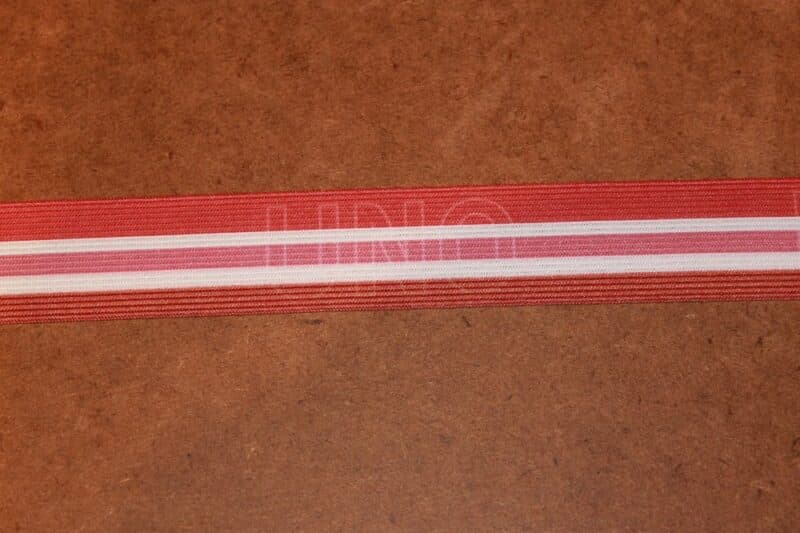 Pink og hvide striber og teksten UNO 35 mm elastik