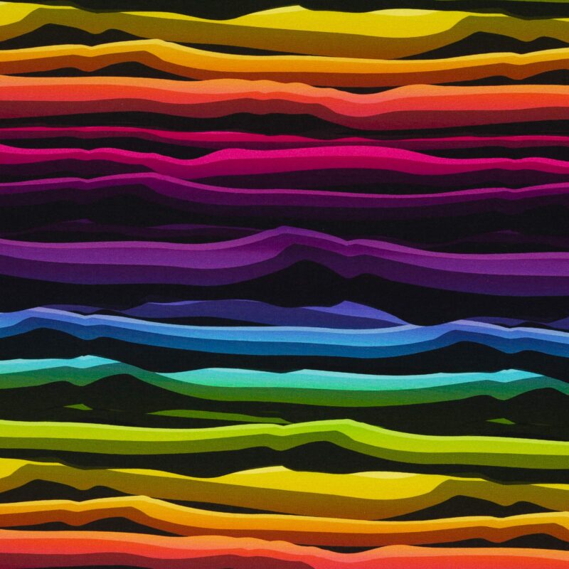 Regnbuefarvede Wavy stripes på french terry