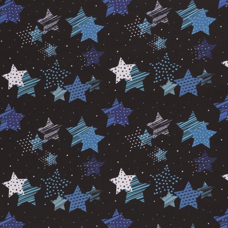 Blå stjerner på marineblå softshell