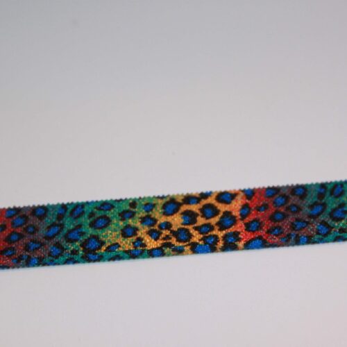 Farverigt leopardprint foldeelastik 15 mm