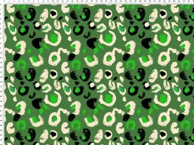 Leopardlignende print på grøn på bomuldsjersey