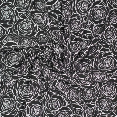Roser på sort bomuldsjersey