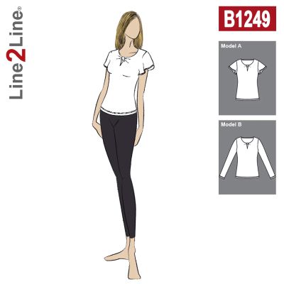 Line2Line B1249 Bluse med knudeeffekt og vingeærme